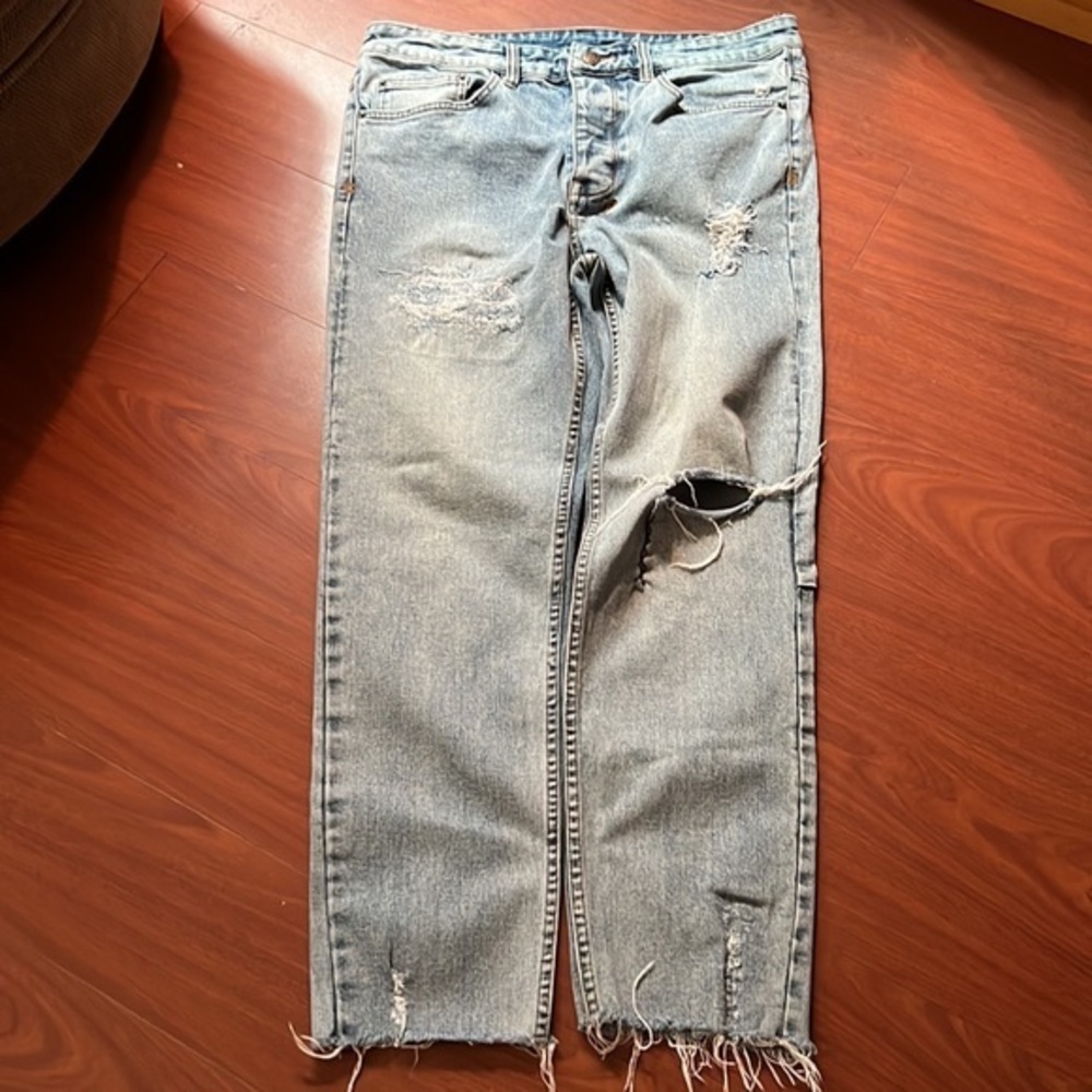 Ksubi‎ 34” denim frayed distressed jeans light wash